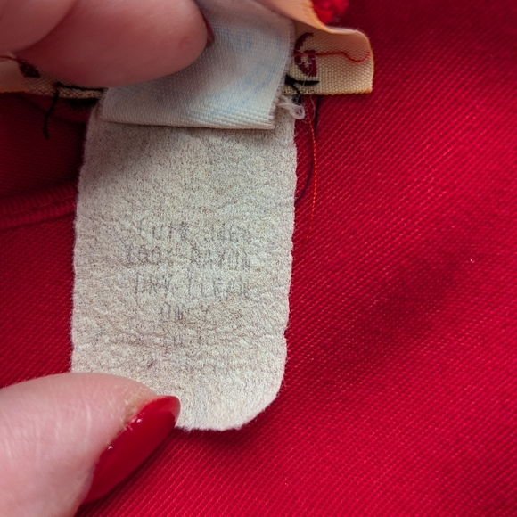 Vintage Katie Meg Red Button Back Dress Sz 9-10 Puff Sleeve Contrast Cuffs - Picture 8 of 13